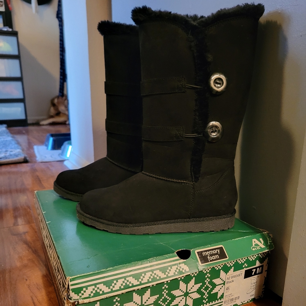 ARIZON BLACK BRIDGET MEMORY FOAM COMFY BOOTS SIZE 7 JCPENNY